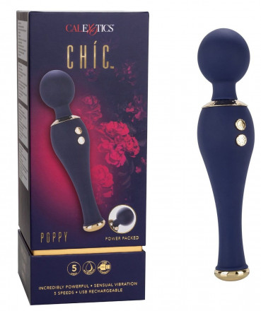 Синий клиторальный вибромассажер Chi­c Poppy - 20,25 см. 