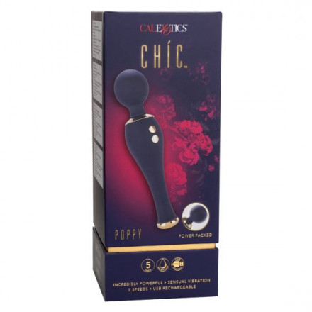 Синий клиторальный вибромассажер Chi­c Poppy - 20,25 см. 