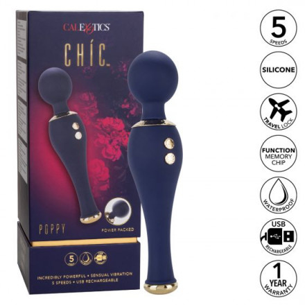 Синий клиторальный вибромассажер Chi­c Poppy - 20,25 см. 