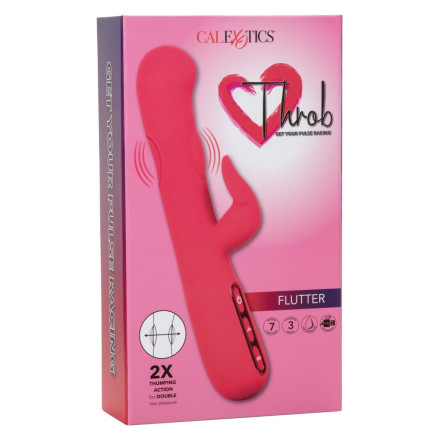 Розовый вибромассажер-кролик Throb Flutter - 21,5 см. 