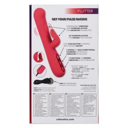 Розовый вибромассажер-кролик Throb Flutter - 21,5 см. 