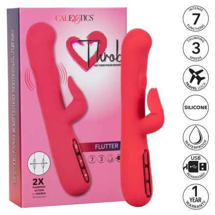 Розовый вибромассажер-кролик Throb Flutter - 21,5 см. 