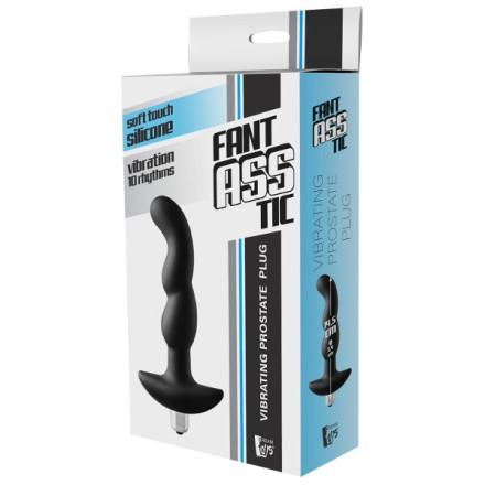 Черная вибропробка для простаты FantASStic Vibrating Prostate Plug - 14,5 см. 