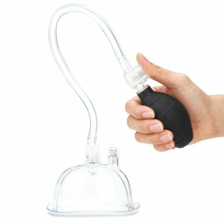 Прозрачная вакуумная помпа Deluxe Pussy Pump с зажимом для клитора 