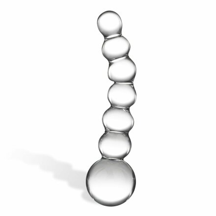 Изогнутный прозрачный стимулятор Beaded Dildo - 13 см. 