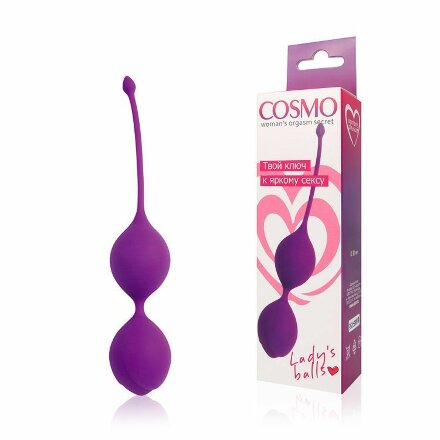 Фиолетовые двойные вагинальные шарики с хвостиком Cosmo 
