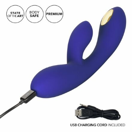 Фиолетовый вибратор с функцией электростимуляции Intimate E-Stimulator Dual Wand - 21,5 см. 