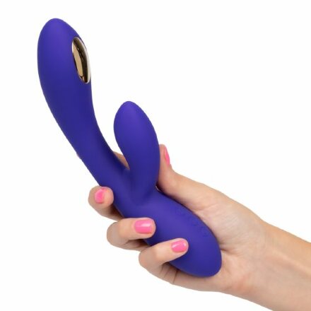 Фиолетовый вибратор с функцией электростимуляции Intimate E-Stimulator Dual Wand - 21,5 см. 