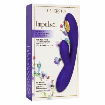 Фиолетовый вибратор с функцией электростимуляции Intimate E-Stimulator Dual Wand - 21,5 см. 