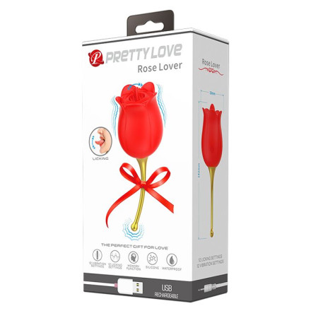 Красный клиторальный вибромассажёр Rose Lover 