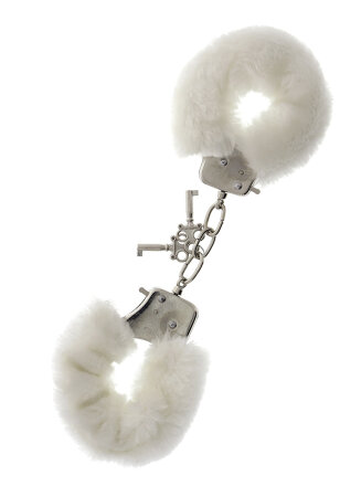 Металлические наручники с белой меховой опушкой METAL HANDCUFF WITH PLUSH WHITE 