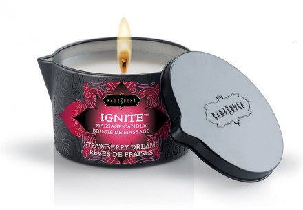 Массажная свеча Ignite Strawberry Dreams с ароматом клубники - 170 гр. 