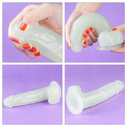 Прозрачный, светящийся в темноте фаллоимитатор Lumino Play Dildo - 19 см. 