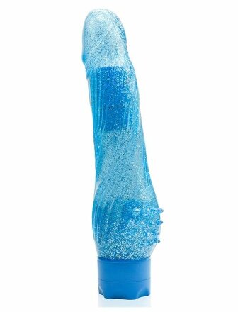 Голубой водонепроницаемый вибратор JELLY JOY ROUGH RIDGES MULTISPEED VIBE - 18 см. 