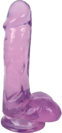 Фиолетовый гелевый фаллоимитатор Slim Stick with Balls - 15,2 см. 