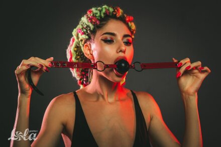 Черно-красный кляп-шарик Love Bite 