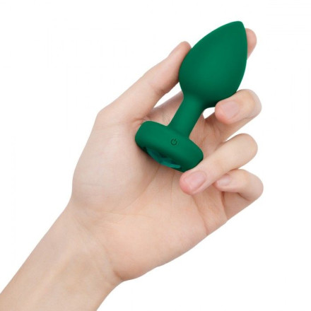 Зеленая анальная вибровтулка с кристаллом Vibrating Jewel Plug M/L - 10,5 см. 