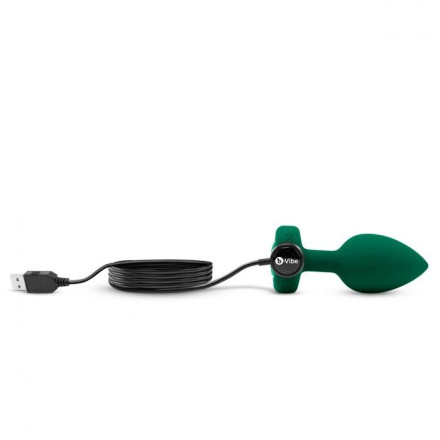 Зеленая анальная вибровтулка с кристаллом Vibrating Jewel Plug M/L - 10,5 см. 