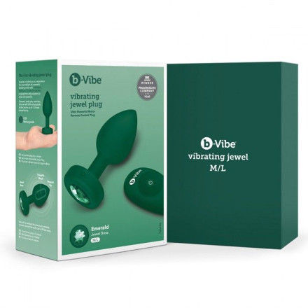 Зеленая анальная вибровтулка с кристаллом Vibrating Jewel Plug M/L - 10,5 см. 