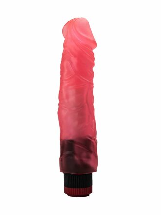 Рельефный розовый вибратор-реалистик - 19,5 см. 