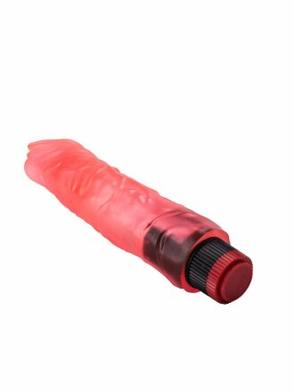 Рельефный розовый вибратор-реалистик - 19,5 см. 