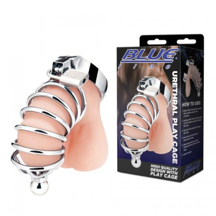 Серебристая клетка для члена Urethral Play Cage 