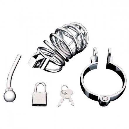 Серебристая клетка для члена Urethral Play Cage 