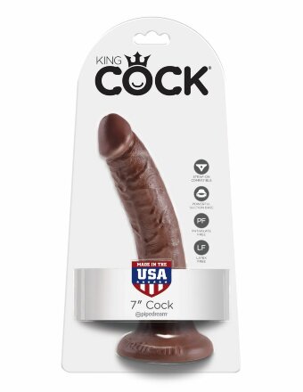 Коричневый фаллоимитатор с присоской 7&quot; Cock - 17,8 см. 