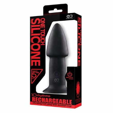 Черный анальный вибратор 5INCH RECHARGEABLE BUTTPLUG - 12,7 см. 