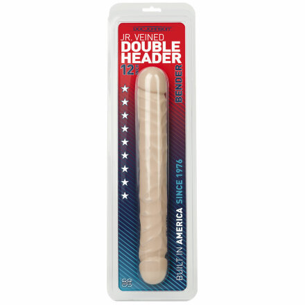 Двухголовый фаллос телесного цвета  Jr. Veined Double Header 12&quot; Bender - 29,5 см. 