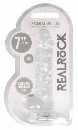 Прозрачный фаллоимитатор Realrock Crystal Clear 7 inch - 19 см. 