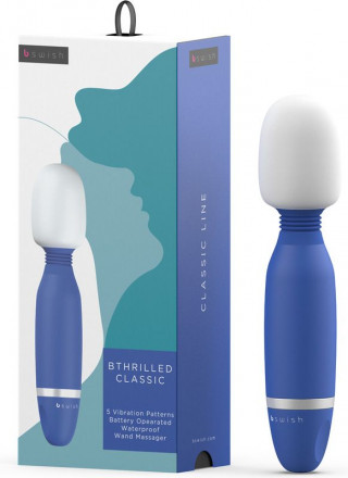 Синий жезловый вибростимулятор Bthrilled Classic - 20 см. 