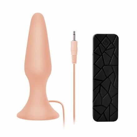 Телесная анальная пробка с вибрацией BOOTYFUL 6INCH SLIM INTRUDER - 15 см. 