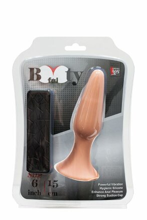 Телесная анальная пробка с вибрацией BOOTYFUL 6INCH SLIM INTRUDER - 15 см. 