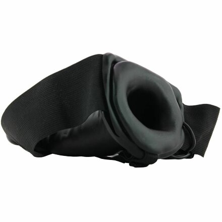 Чёрный полый страпон с вибрацией Unisex Vibrating Hollow Strap-On - 14 см. 