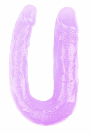 Фиолетовый двусторонний фаллоимитатор Hi-Rubber - 34 см. 