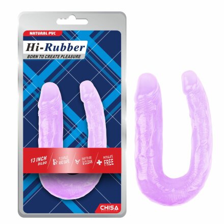 Фиолетовый двусторонний фаллоимитатор Hi-Rubber - 34 см. 