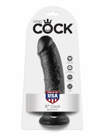 Чёрный фаллоимитатор 8&quot; Cock - 20,3 см. 