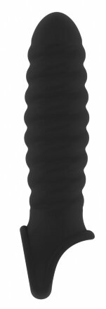 Чёрная ребристая насадка Stretchy Penis Extension No.32 