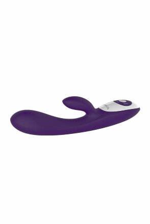 Фиолетовый вибратор Nalone Rhythm X2 с клиторальным стимулятором - 21,6 см. 