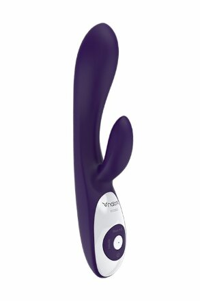 Фиолетовый вибратор Nalone Rhythm X2 с клиторальным стимулятором - 21,6 см. 