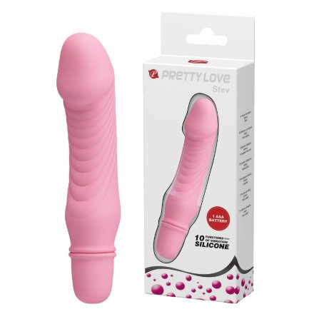 Нежно-розовый мини-вибратор Stev -13,5 см. 