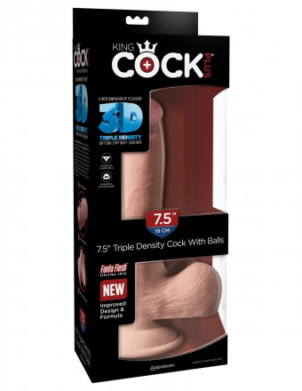 Телесный фаллоимитатор на присоске 7.5&quot; Triple Density Cock - 22,9 см. 