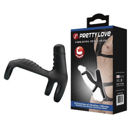 Черная вибронасадка на пенис Vibrating Penis Sling 