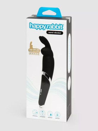 Черный вибратор Rabbit Rechargeable Wand Vibrator - 26,7 см. 