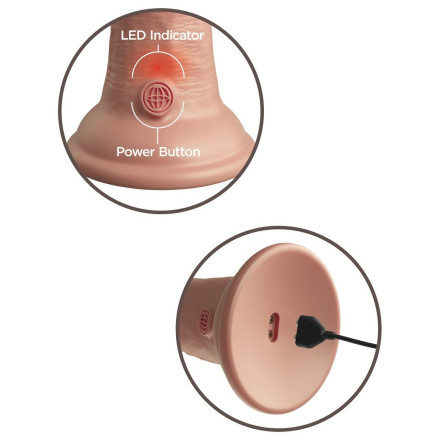 Телесный вибратор-реалистик на присоске 6  Vibrating Silicone Dual Density Cock - 17,8 см. 