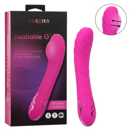 Розовый вибромассажер Insatiable G Inflatable G-Wand с функцией расширения - 21,5 см. 