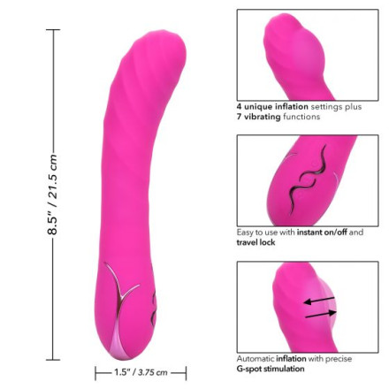 Розовый вибромассажер Insatiable G Inflatable G-Wand с функцией расширения - 21,5 см. 