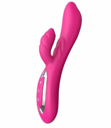 Розовый вибратор Nalone Touch2 с клиторальным стимулятором - 21,8 см. 