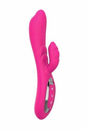 Розовый вибратор Nalone Touch2 с клиторальным стимулятором - 21,8 см. 